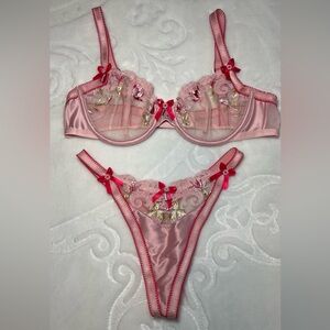 Lounge Pink Lace Lingerie Set